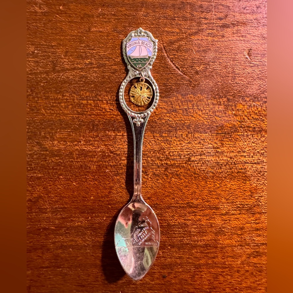 Virginia Beach collectible spoon with hanging silver dollar charm